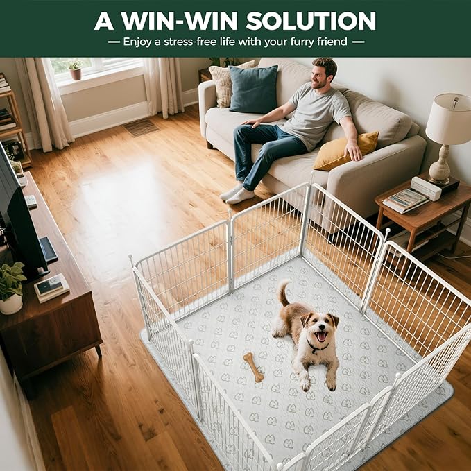 FXW Rollick Unleashed Dog Playpen for Indoor, Yard, RV Camping, 45 inch 8 Panels for Large Dogs, White│Patented