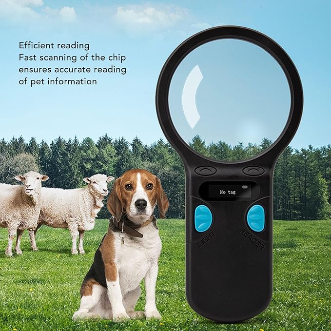 Animal Chip Reader Portable Handheld, Lightweight Rechargeable, Supports 125K and 134.2K Pet Chips - Fast Accurate Scanning, User Friendly Design for Pet Management