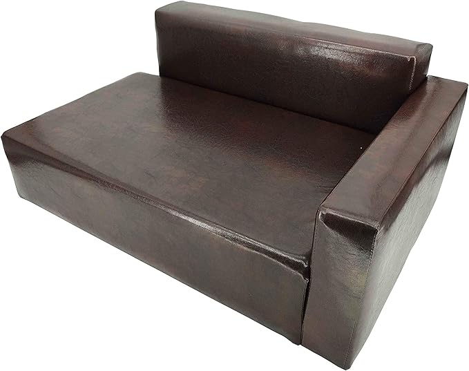 FixtureDisplays Dog Sofa Bed Brown Synthetic Leather Recliner Lounge Chair Couch Seat 30x20x13-27x16 Great for Smaller Dogs Parts Nested. Peel Black Liners to find Smaller Parts. 10058-NPF