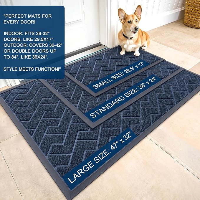 OLANLY Front Door Mat Indoor Outdoor Entrance, Waterproof All-Season,