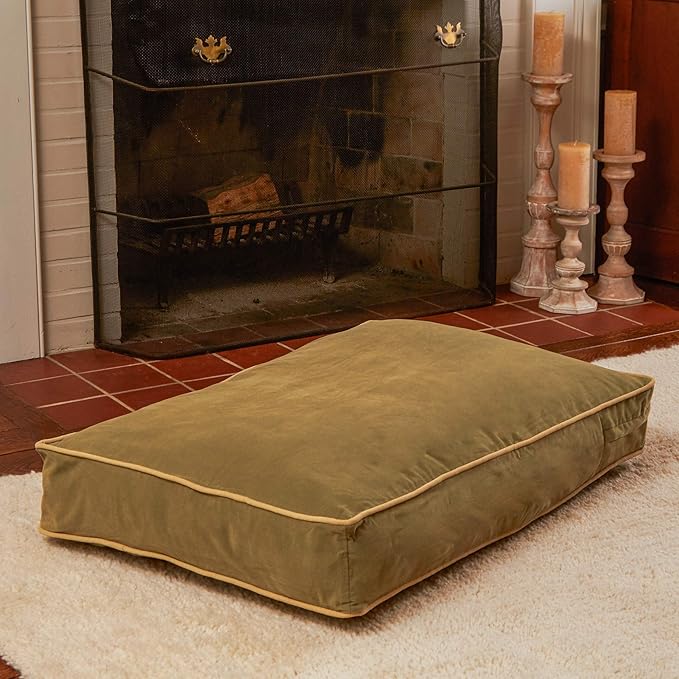 South Pine Porch Buddy Reversible Rectangle Pillow Style Microfiber Dog Bed with Removable, Machine-Washable Cover, Moss, Small (36 in. x 24 in.)