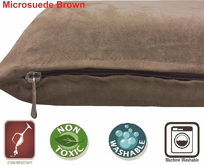 Dogbed4less Shredded Memory Foam Pillow Dog Bed with Waterproof Liner and Machine Washable Cover (Brown Microsuede, Medium 36"X29")