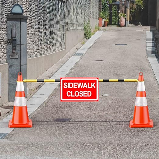 RoadHero 4 Pack 4 FT to 6.9 FT Retractable Cone Bar, Expandable Traffic Cone Bars for Parking Lots, Extendable Barricade for Road Construction, Black and Yellow, Cone Not Included