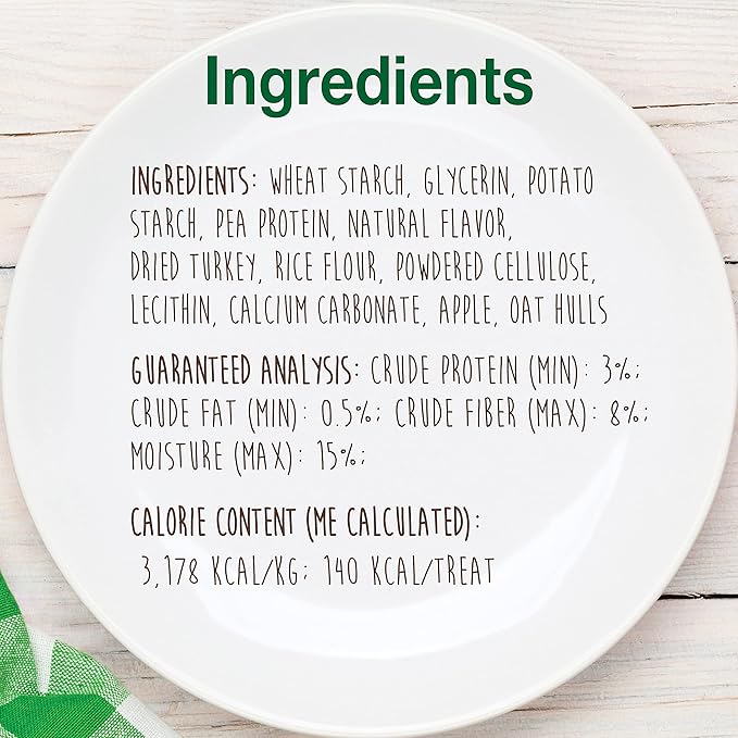 Nylabone Healthy Edibles Natural Dog Chews, Long Lasting Bones for Dogs, Turkey & Apple Flavor Dog Treats, Small (4 Count)