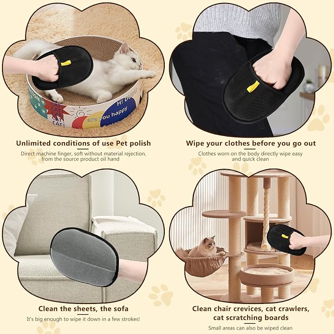 2Pcs Pet Hair Removal Glove, New Upgrade Efficient Grooming Gloves for Pet Hair,Cat Grooming Gloves for Hair Removal,Versatile Reusable Electrostatic Pet Hair Remover Glove