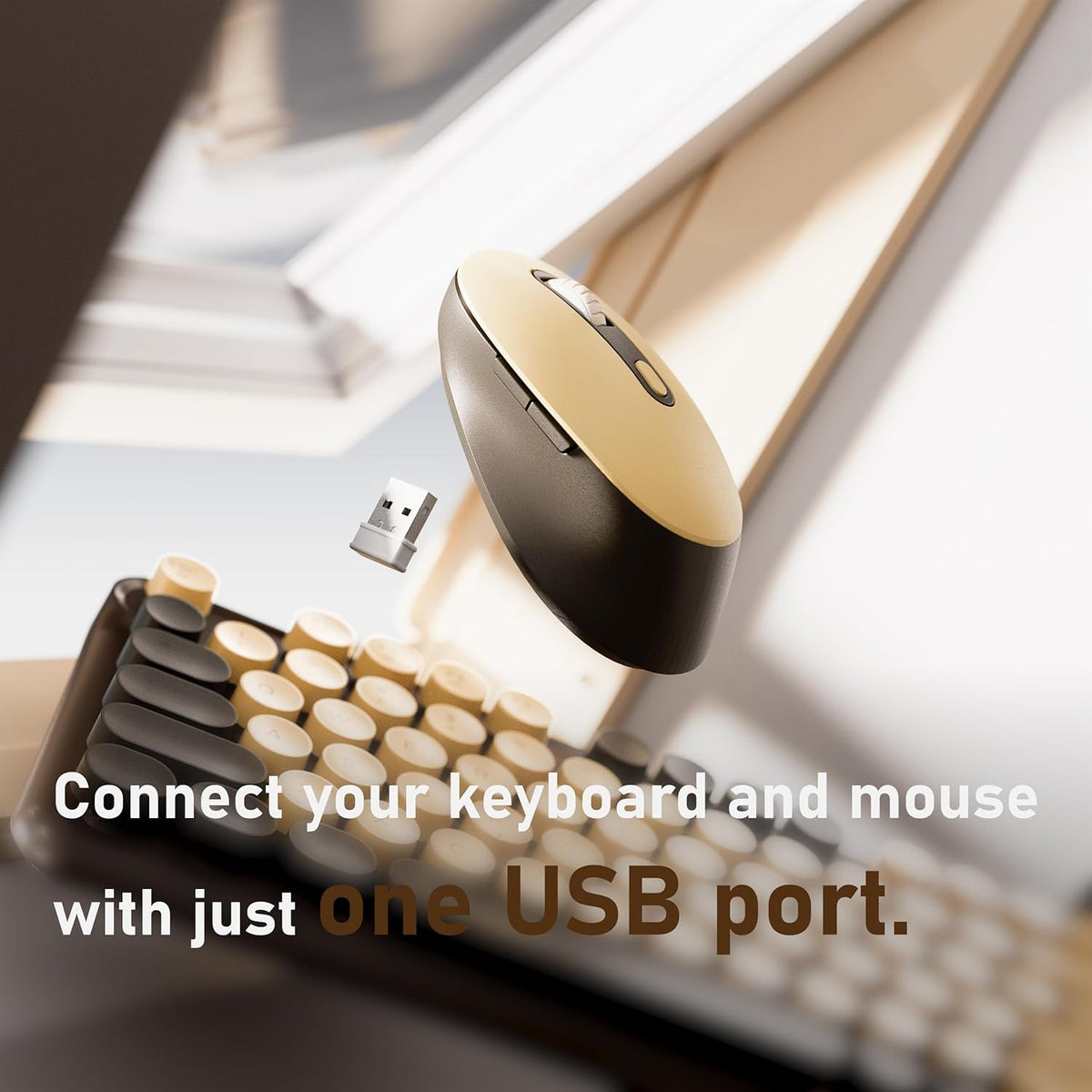 MPTOG Wireless Keyboard and Mouse Combo (Coffee)
