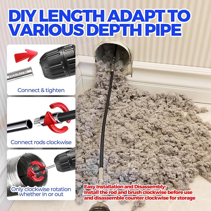 Holikme 40 Feet Dryer Vent Cleaner Kit, Flexible Lint Brush