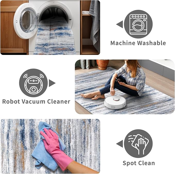 3x10 Washable Runner Rug for Family: Easy-to-Clean Runners for Hallway Entryway