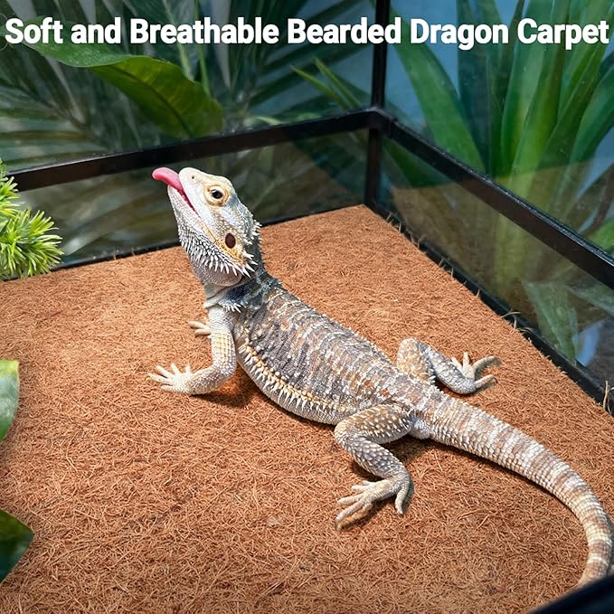 ZeeDix 3 Rolls Reptile Carpet, 24 x 48 inches Natural Coconut Fiber Liner Mat Flooring Accessories for Reptile Tank - Bearded Dragon Tortoise Lizard Turtle Snake Leopard Gecko Substrate Bedding