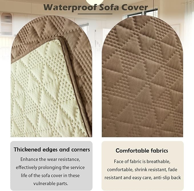Waterproof Dog Bed Cover Pet Blanket, Soft Pet Couch Covers for Sofa Washable, Bed Couch Sofa Furniture Protector for Puppy Cat Kids (Khaki,210 * 260 CM)