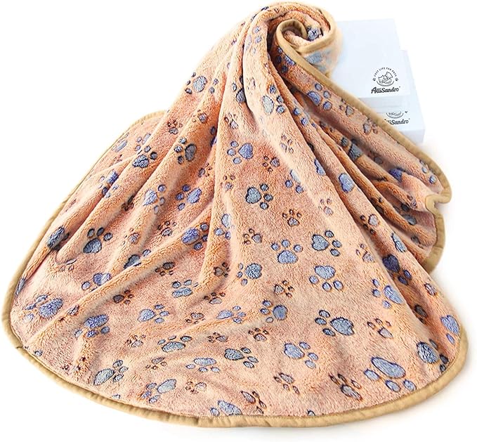 Allisandro Luxurious Dog Blanket, 350 GSM Super Fuzzy Microplush Fleece Pet Blankets for Small Medium Large Dogs and Cats, Brown, 64 x 40 Inches