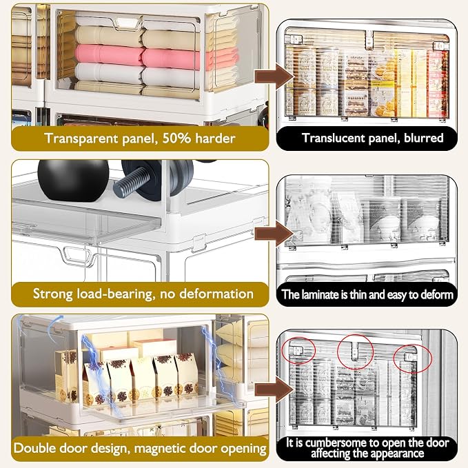 Clear Storage Bin with Lid 3 Pack 【Stackable & Sturdy】 Plastic Multifunctional