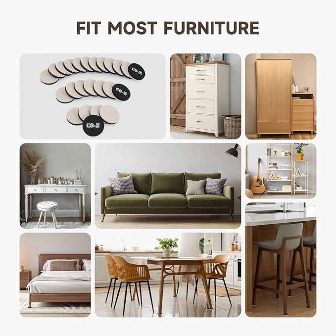CO-Z 24pcs Felt Furniture Sliders