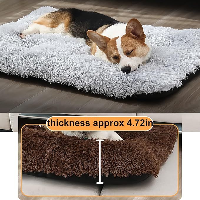 Dog Crate Mat, Dog Bed for Large Dogs, Comfy Fluffy Kennel Pad Anti-Slip for Dog beds & Furniture, Quilted Dog Bed for Pets for Medium/Small Dogs Cats (Color : Gray 2, Size : 43x29)