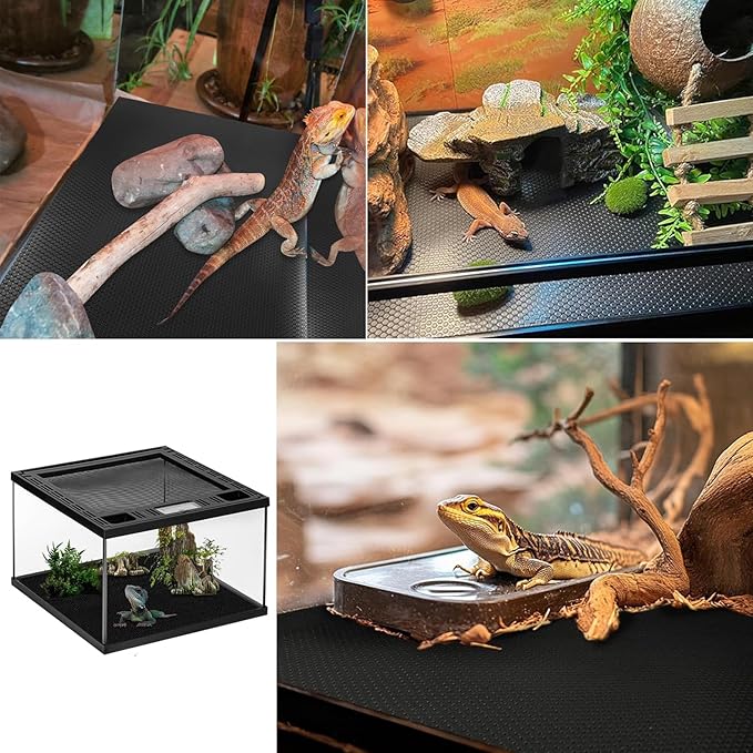 Bearded Dragon Tank Accessories, 18x118 in Large Non-Stick Reptile Carpet Substrate Terrarium Tank Liner Carpet, Waterproof Reptile Bedding Floor Mats for Snakes, Leopards, Geckos, Lizards