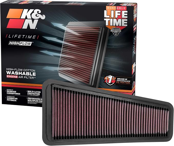 K&N High-Flow Original Lifetime Engine Air Filter: Increase Power: Premium