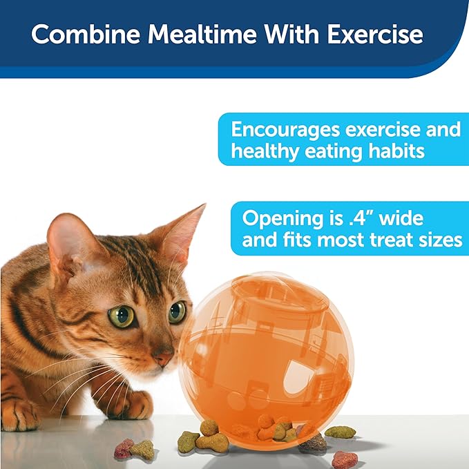 PetSafe SlimCat Interactive Feeder - Combines Play with Mealtime - Adjustable Portions - BPA-Free Plastic - Slow Feeder for Digestion - Lightweight, Dishwasher-Safe Toy - Orange