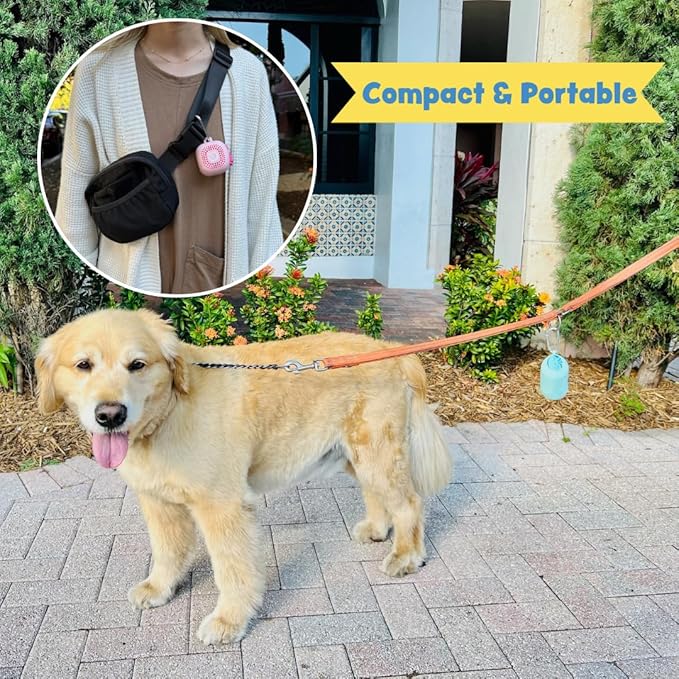 Sweet Paws Portable Dog Paw Towel, Lightweight & Super Absorbent Microfiber, Clips onto Leash, Quick Drying Towel for Dogs Paws with Silicone Case, Dry Dog’s Paws on The Go - Small - Rosy Glow