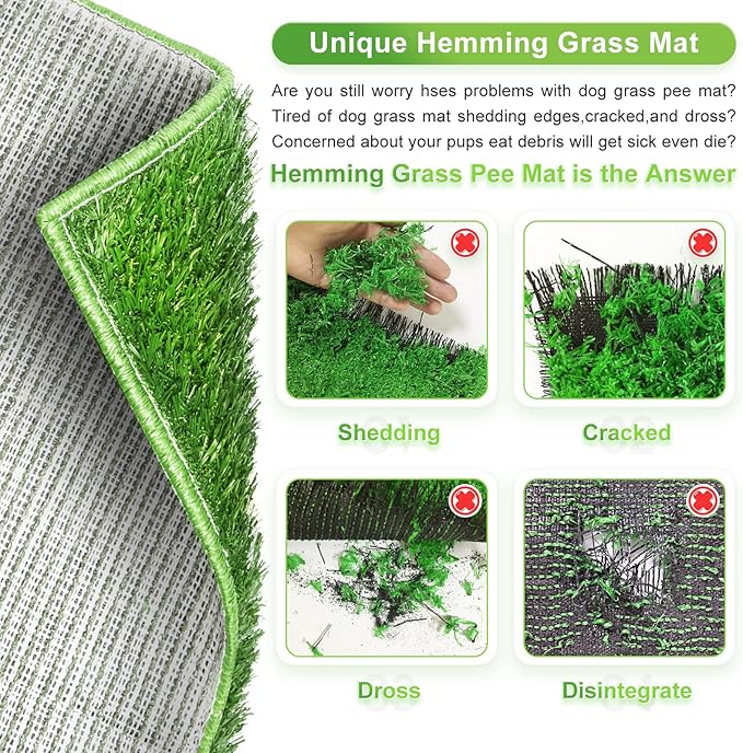 Hompet Dog Toilet Indoor Puppy Training Pad, Dog Potty Pet Training Grass Mat, Removable Waste Tray for Easier Clean Up, Artificial Turf, 25"×20"