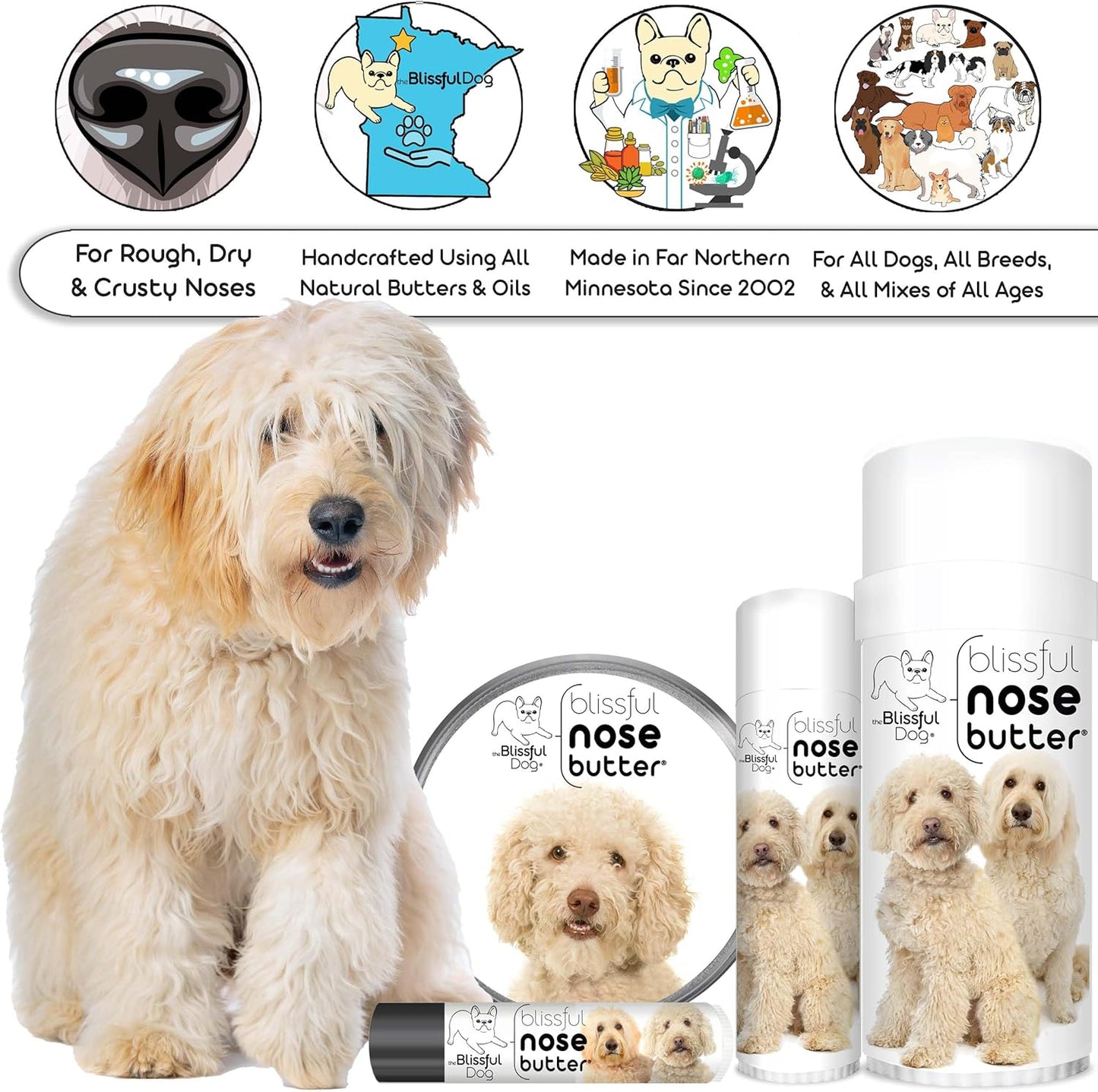 The Blissful Dog Goldendoodle Unscented Nose Butter - Dog Nose Butter, 16 Ounce