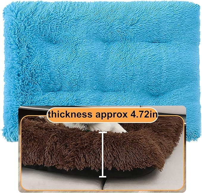 Dog Crate Mat, Dog Bed for Large Dogs, Comfy Fluffy Kennel Pad Anti-Slip for Dog beds & Furniture, Quilted Dog Bed for Pets for Medium/Small Dogs Cats (Color : Blue, Size : 20x14.9)