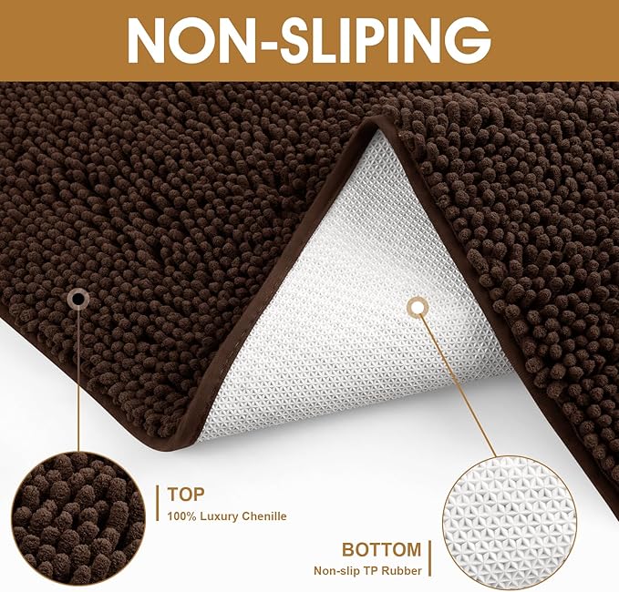 IM HOME Extra Large 60" x 36" Brown Dog Door Mats for Muddy Paws, Chenille Absorbent Dog Mat, Non Slip Heavy Mud Mat for Dogs, Soft Pet Bed Mat for Entryway, Mud Paws, Inside Floor