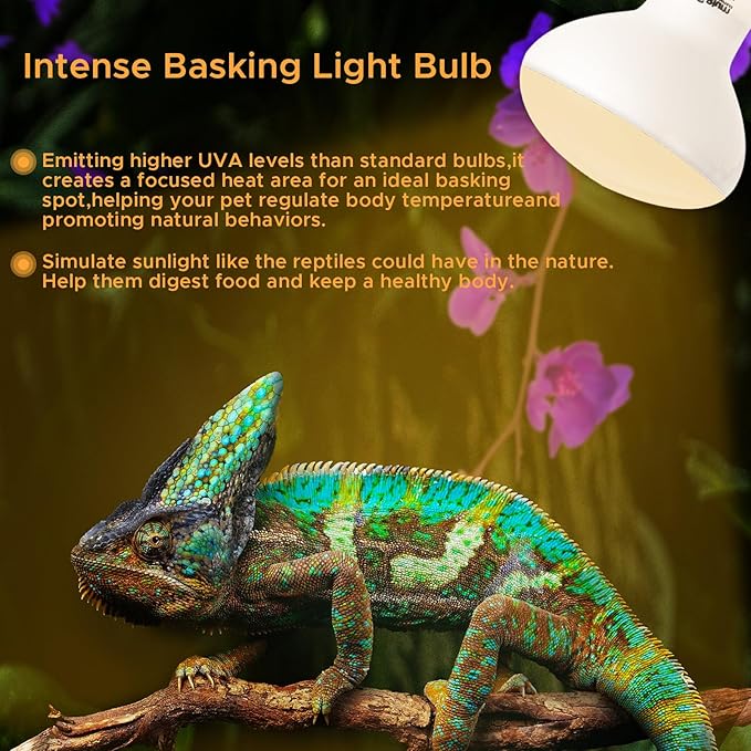 Reptile Heat Lamp 75W Reptile Sun Lamp Self-Ballasted Vapor Basking Spot Lamp/Bulb/Light for Reptile and Amphibian E26-2pcs