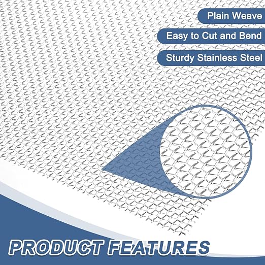 uxcell 8 Mesh 118" x 10" Woven Wire Mesh, 316 Stainless Steel Air Vent Filter