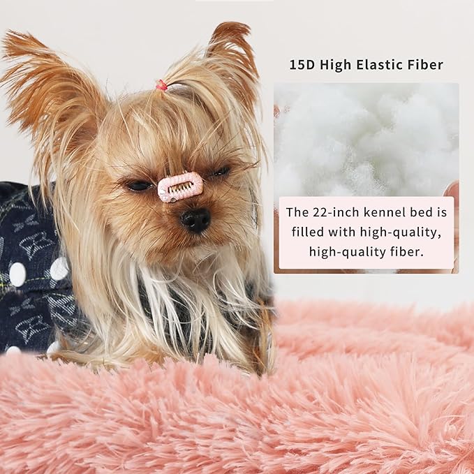 nononfish Dog Crate Bed for Small Dogs Washable Orthopedic Flat for Inside Crate Cages Kennel House Sofa Plush Comfy Sleeping Pink 22 in