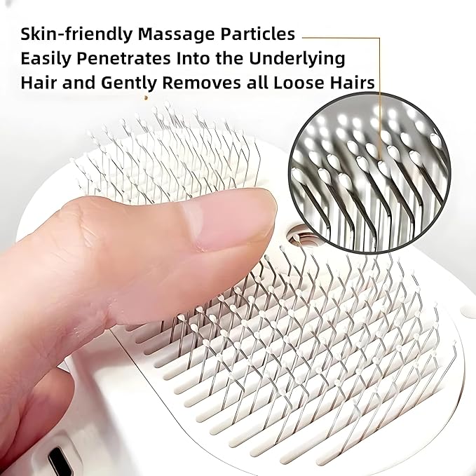 4 in 1 Cat Steam Brush: steam brush for cats, Grooming, Shedding, Mist Spray, Hair Removal Comb & Massager, USB Rechargeable Self Cleaning cat steam brushes for indoor cats - White
