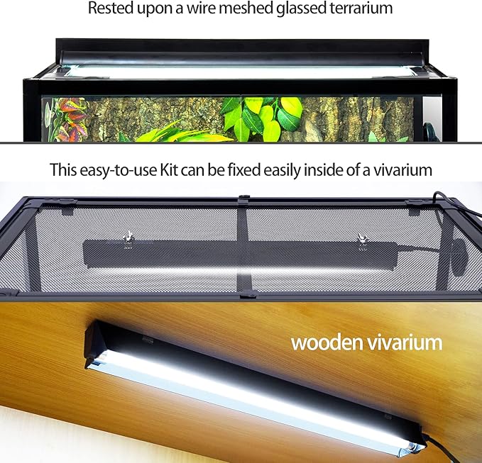 REPTI ZOO T5 HO UVB Lighting Combo Kit, Terrarium Hood Comes with Desert 10.0 UVB T5 Lamp (54W)