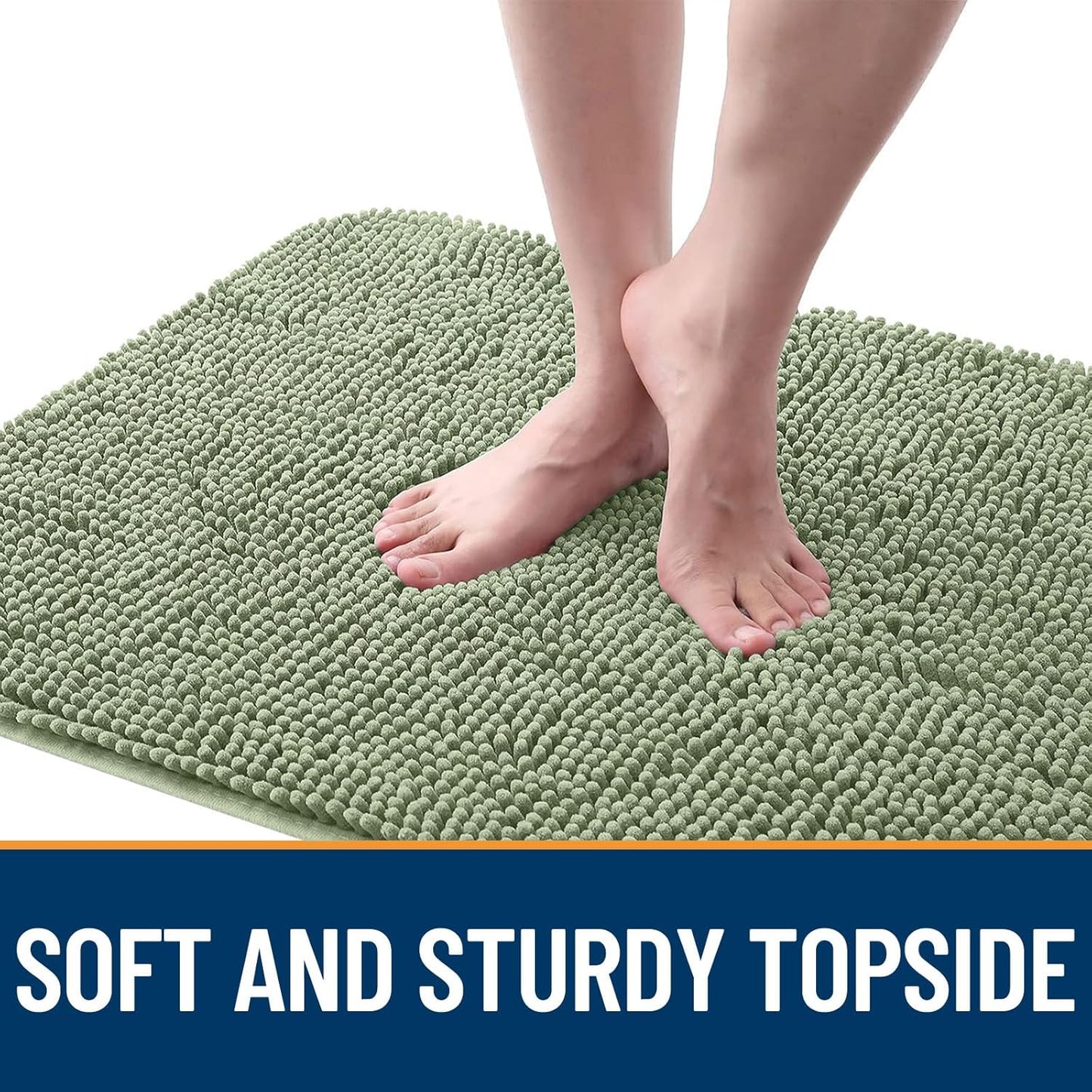 OLANLY Dog Door Mat for Muddy Paws 24x16, Absorbs Moisture and Dirt, Absorbent Non-Slip Washable Doormat, Quick Dry Chenille Mud Mat for Dogs, Entry Indoor Entryway Carpet for Inside Floor, Sage Green