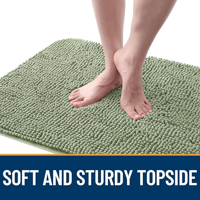 OLANLY Dog Door Mat Set 4-Piece 30x20, Absorbs Moisture and Dirt, Absorbent Non-Slip Washable Doormat, Quick Dry Chenille Mud Mat for Dogs, Entry Indoor Entryway Carpet for Inside Floor, Sage Green