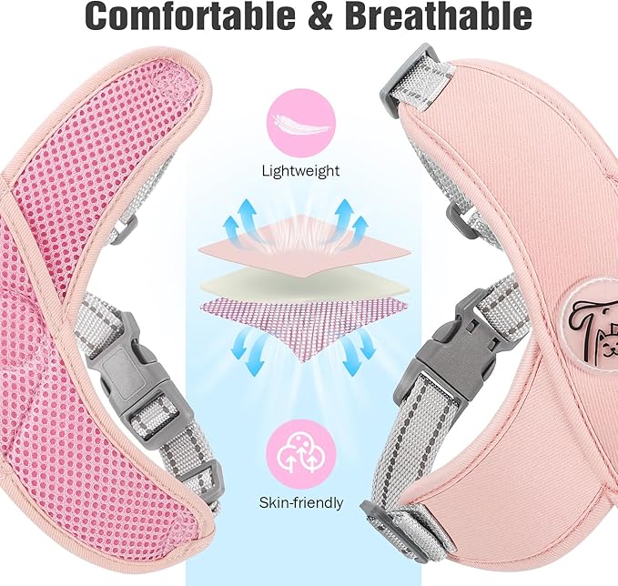 Pawaboo Small Dog Harness and Leash Set, Puppy Harness X-Frame No Pull No Choke, Dog Vest Harness Adjustable for Small Medium Sized Dogs, Soft Breathable Pet Harness for Walking Outing (S, Pink)