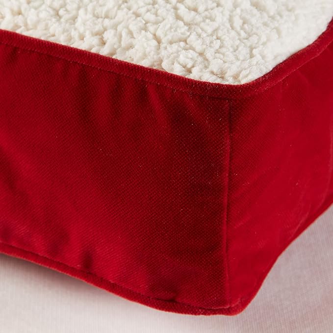 Happy Hounds Oscar Rectangle Orthopedic Foam Sherpa Dog Bed, Medium (42 x 30 in.), Red
