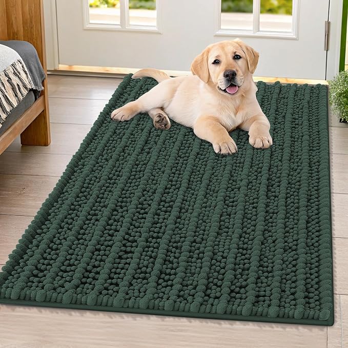 Smiry Dog Door Mat for Muddy Paws 40x32, Absorbent Dirt Trapper, Non-Slip