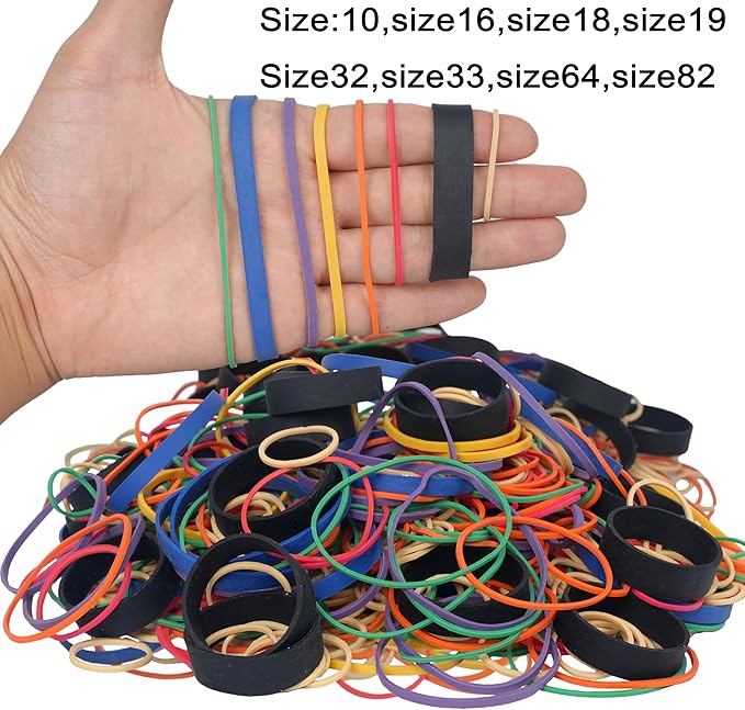 HAIDIBAO-Rubber Bands Assorted Sizes multicolor Elastic Rubber Bands Office Supplies 0.5lbs size10,size16,size18,size#19,size#32,size#33,size#64,size#82