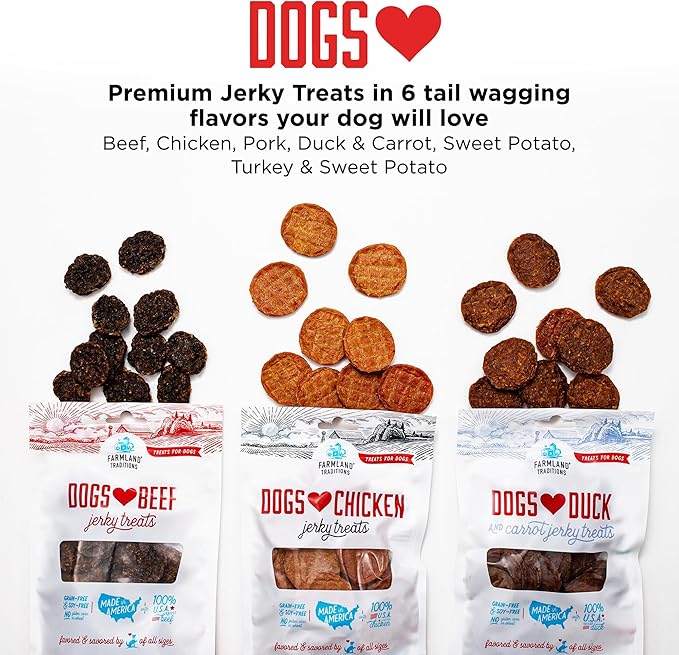 Farmland Traditions Filler Free Dogs Love Turkey & Sweet Potato Premium Jerky Treats for Dogs, 3 Pound Bag