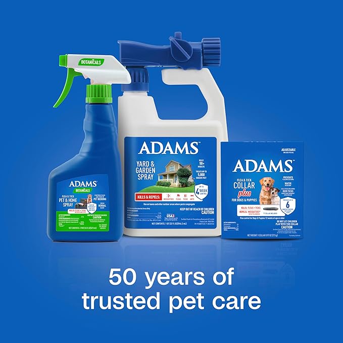 ADAMS Flea & Tick Collar Plus for Dogs & Puppies, 12 Months Protection Against Flea Infestations, Kills Fleas & Ticks, Repels Mosquitoes for Up to 6 Months (Excl. California), One Size Fits All, 1 ct