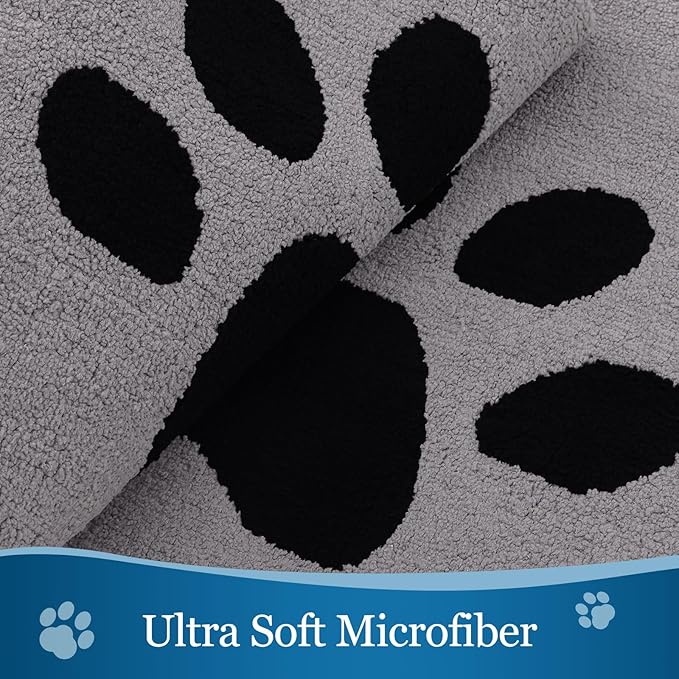 Buganda Dog Door Mat for Muddy Paws, Absorbent Dirt Trapper Washable Indoor Doormats, Non Slip Low-Profile Mud Mat for Dogs, Front Entrance Doormat for Inside Floor (47x24 Inches, Grey)