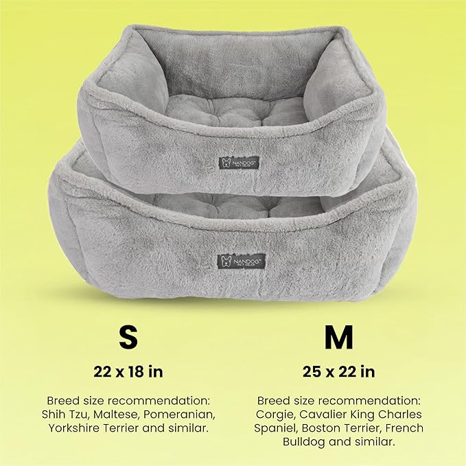 NANDOG Cloud Prive Collection Washable Cat and Dog Bed for Small to Medium Breeds – Made of Ultra Soft Micro Plush Fabric – Reversible Design with Double-Stitched Seams (Light Gray, Medium 25”)
