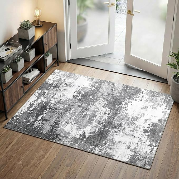 2x4 Washable Porch Rug Grey Welcome Door Mat Entrance 24x48, Small Runner Rugs