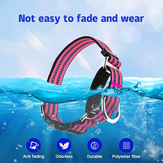 Martingale Dog Collar, Adjustable Nylon Reflective Collar with Quick Release Buckle (Hot Pink, Small)