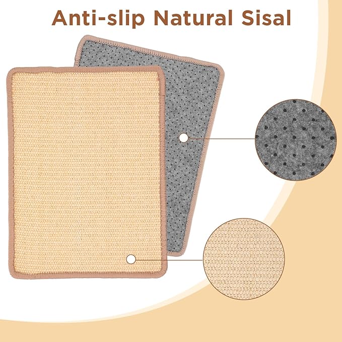 4PCS Rabbit Scratching Pads Natural Sisal Bunny Scratching Pads for Claw & Teeth Care with Anti-Slip Dot Embossing Process, 16x12 in