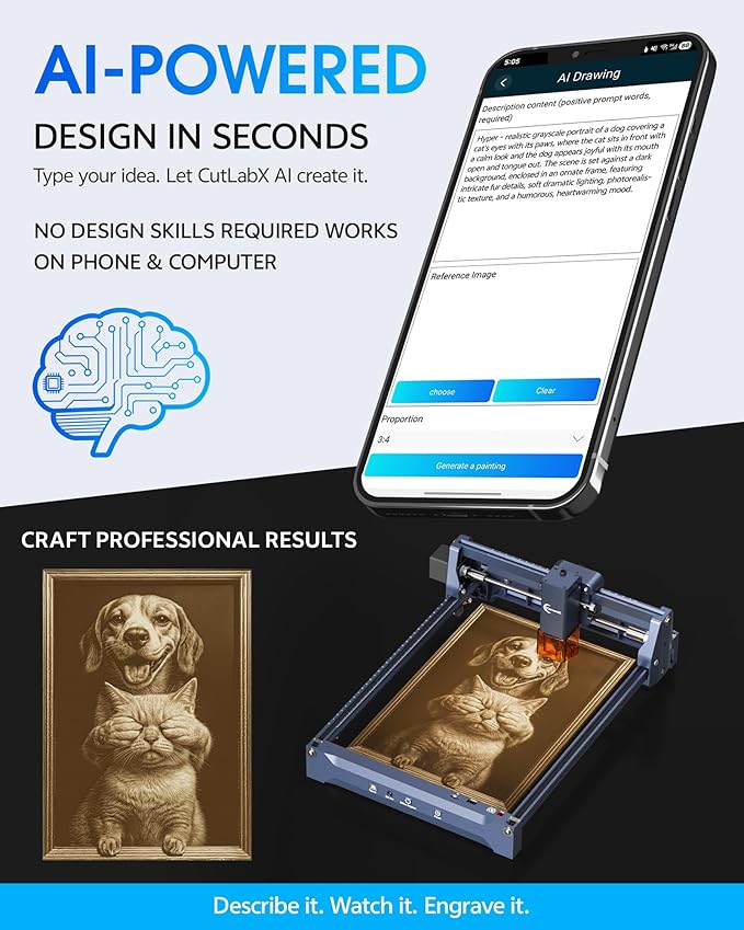 Laser Engraver, Carverall K15 Pro 5W Laser Engraving Machine