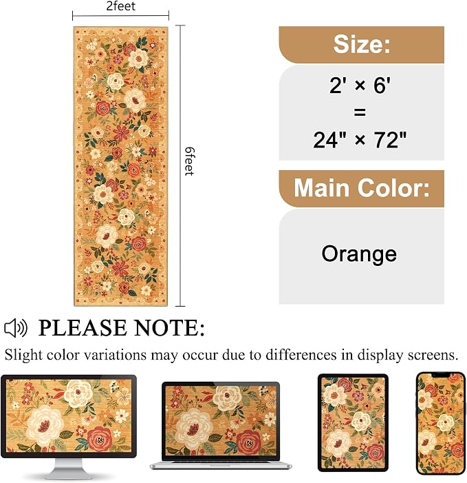 DUKINO 2x6 Runner Rug for Hallway, Washable Kitchen Runner Rug