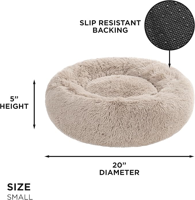 Juicy Couture Devon Faux Fur Small Taupe Round Pet Bed for Dogs and Cats