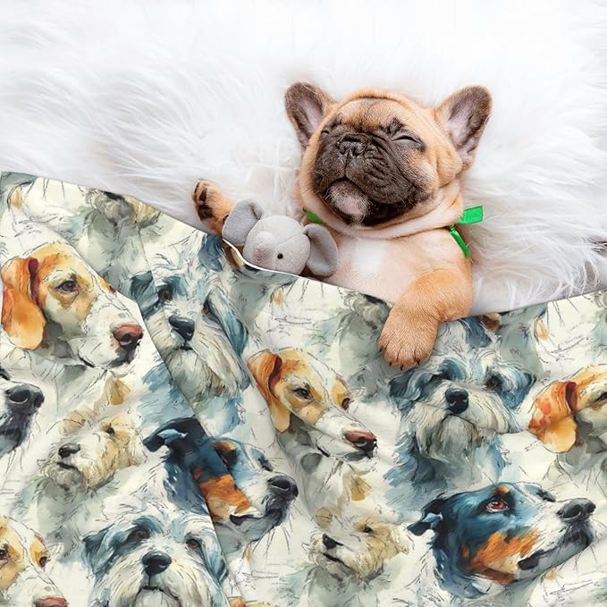 Waterproof Dog Blanket Soft Pet Blanket for Puppy Cat, Fleece Cat Throw Blankets for Furniture Bed Couch Sofa Reversible - Dogs Different Breeds 2