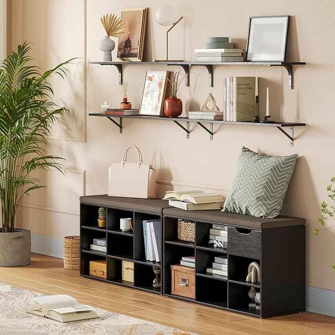 DINZI LVJ Shoe Bench, 9 Cubbies Shoe Organizer
