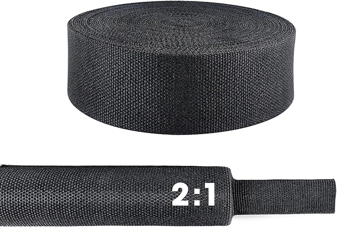 1" - 18 feet Braided Cable Management Sleeve 2 in 1 Heat Shrink Fabric Tube Wrap Organizer Cover Cable/Wire/Harness/Hose Sleeving